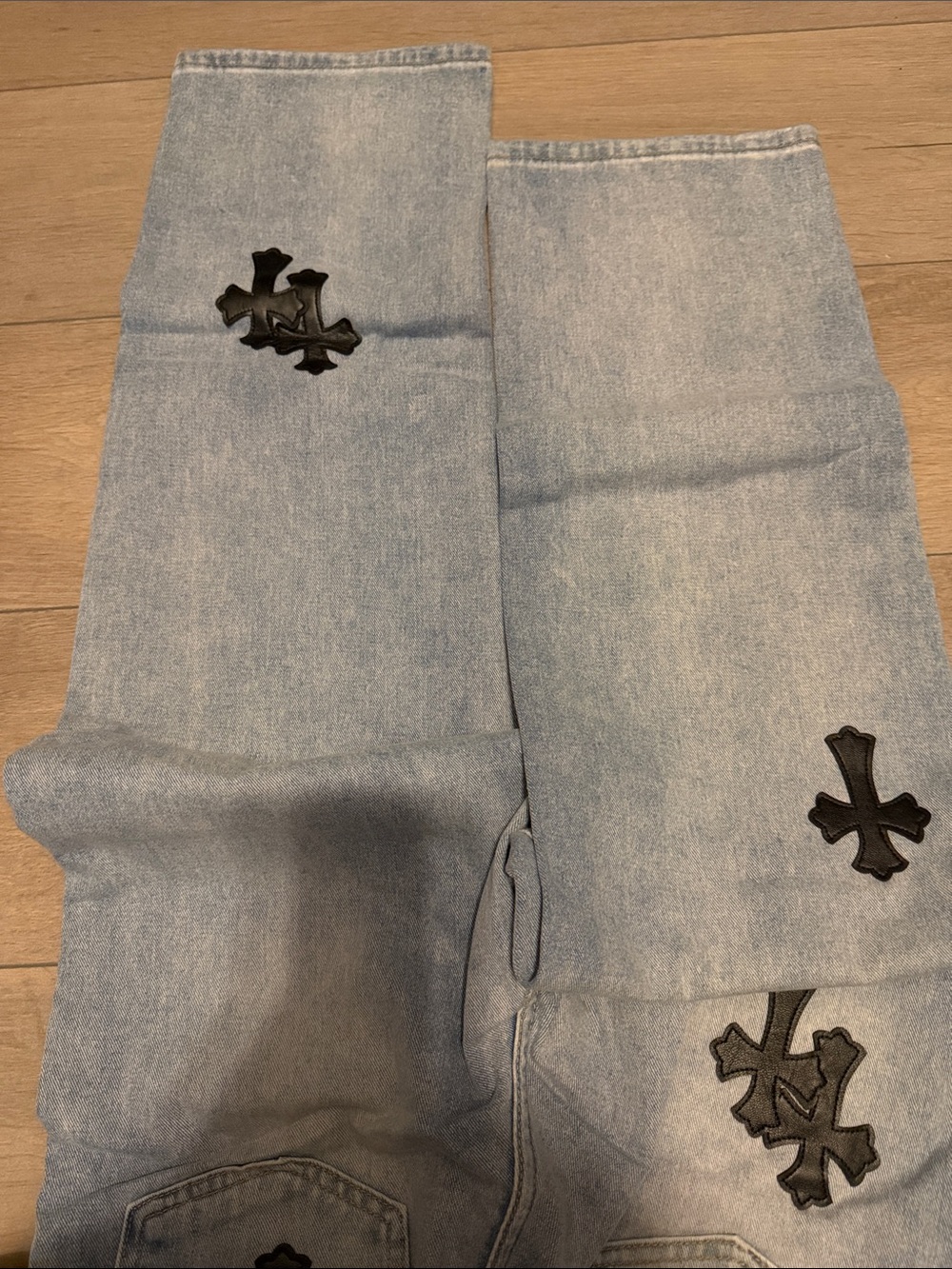 Light Blue Cross Patch High-Rise Women's Jeans - Picture 7 of 7